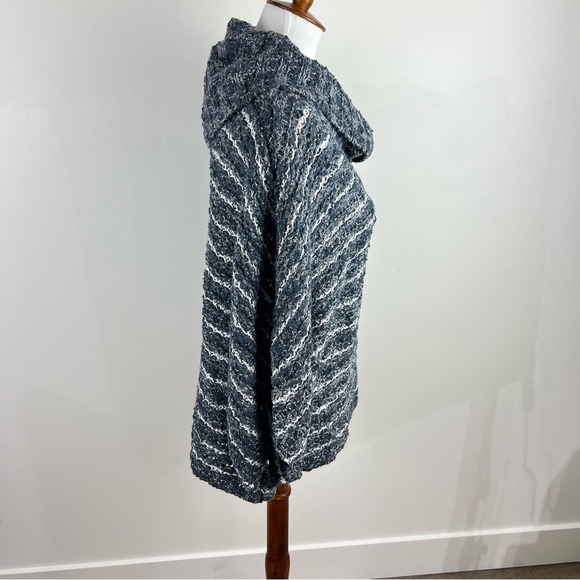 Moth Anthropologie Knit Sweater Neutral Gray Stripe XS/S Cozy Chunky Cabincore - Picture 9 of 11